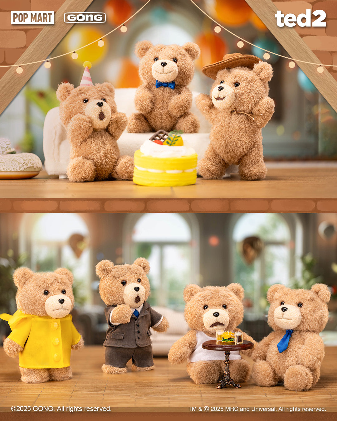 POP MART Ted2 Teddy Bear Action Plush Pendant
